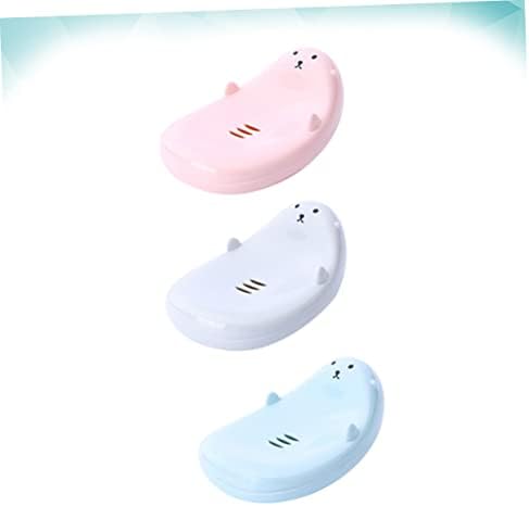 Beatifufu 3pc Cartoon Travel Soap Holder Boys and Girls Self-Draining bathroom Organizer