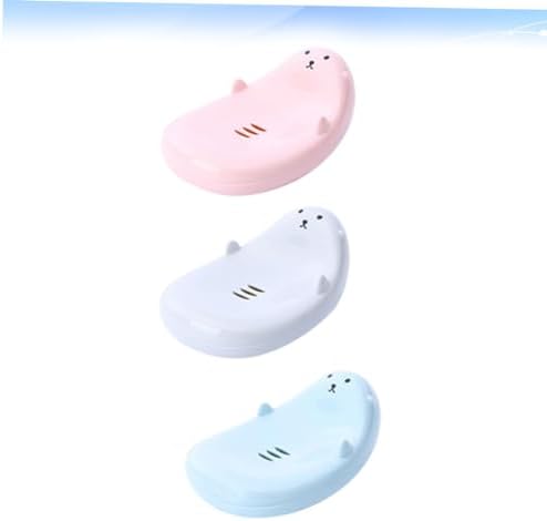 Beatifufu 3pc Cartoon Travel Soap Holder Boys and Girls Self-Draining bathroom Organizer