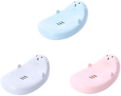 Beatifufu 3pc Cartoon Travel Soap Holder Boys and Girls Self-Draining bathroom Organizer