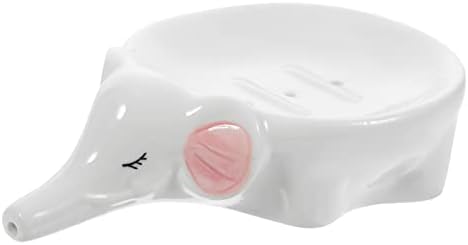 HEALLILY Ceramic Elephant Soap Dish - Self-Draining Trendy Bathroom Organizer
