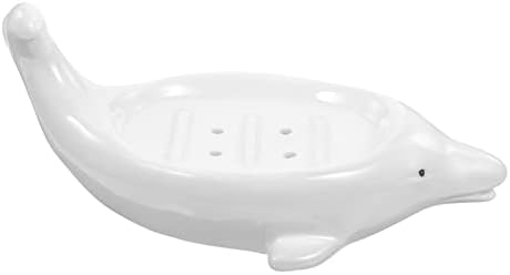 Dolphin Ceramic Soap Dish with Drainage Design Cute Animal Shape