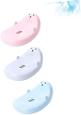Beatifufu 3pc Cartoon Travel Soap Holder Boys and Girls Self-Draining bathroom Organizer