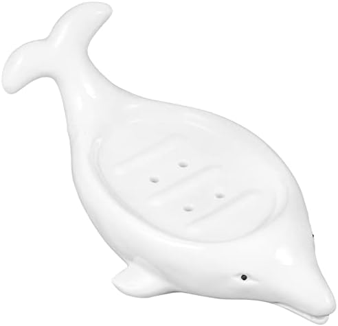 SosoPort Cute Dolphin Ceramic Soap Dish with Drainage