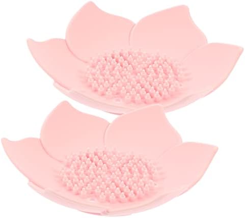 2pc Floral Silicone Soap Dish Holder