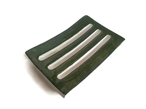 Handmade Olive Green Ceramic Quickly Drying Bar Soap Dish 13cm x 8cm