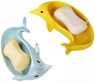 Cartoon Dolphin Ceramic Soap Dish with Self-Draining Fun