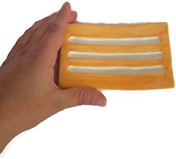 Handmade Yellow Ceramic Bar Soap Dish