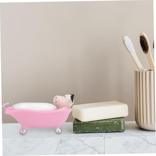 Cute Cartoon 2-Pack Self-Draining Vinyl Soap Holder for Bath Toilets