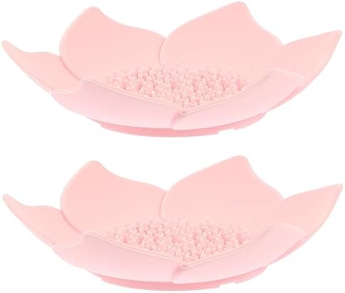Zerodeko Flower Shaped Silicone Soap Dish 2pcs Bathroom Organizer