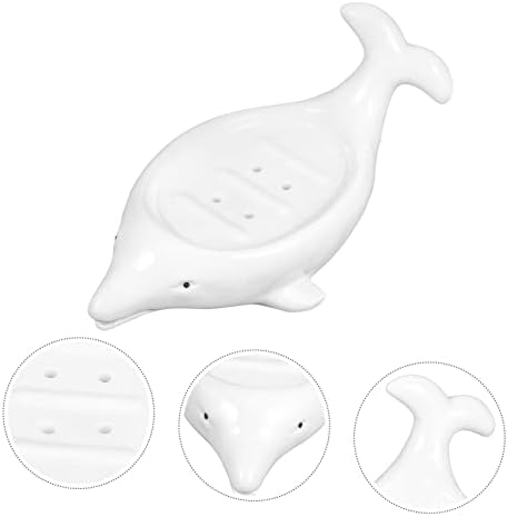 SosoPort Cute Dolphin Ceramic Soap Dish with Drainage