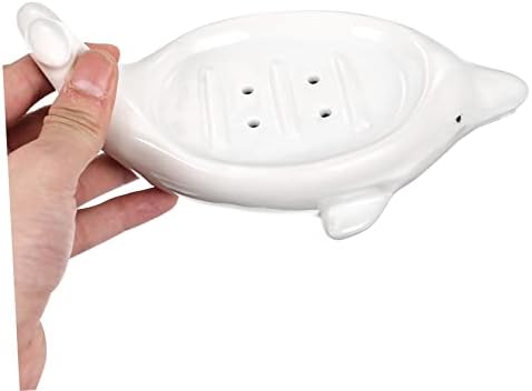 Dolphin Ceramic Soap Dish with Drainage Design Cute Animal Shape