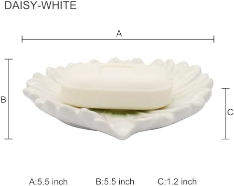 Polyroyal Daisy Flower Ceramic Waterfall Soap Dish Self-Draining