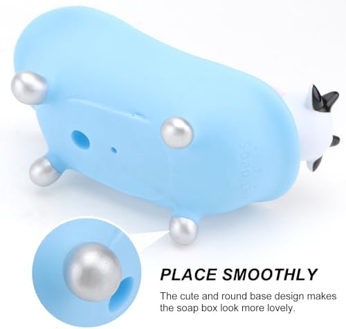 Mini Plastic Bathtub Soap Holder with Funny Animal Design in Blue