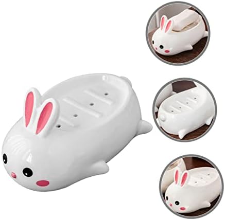 Ceramic Rabbit Soap Dish - Adorable Self-Draining Bathroom Decor