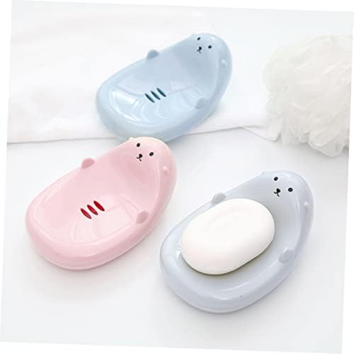 Beatifufu 3pc Cartoon Travel Soap Holder Boys and Girls Self-Draining bathroom Organizer