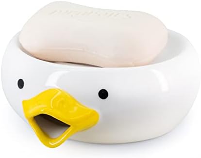 Cute Duck Shaped Ceramic Soap Holder with Drain