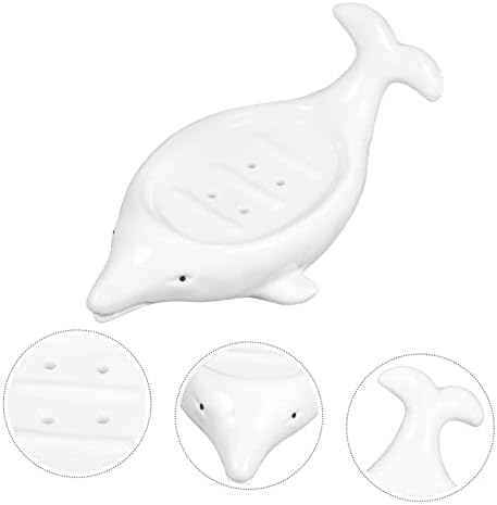 Cute Dolphin Ceramic Soap Dish for Bathroom Kitchen