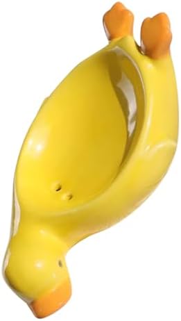 Cute Ceramic Soap Holder Modern Duck Shape Easy to Maintain