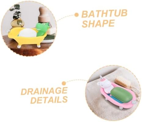 2pcs Cute Cartoon Animal Soap Holder Vinyl Dish for Bathroom