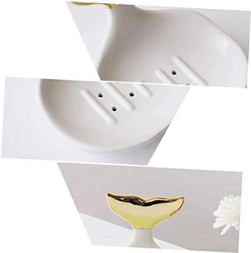 Prettyzoom 1pc Ceramic Soap Holder with Drainage Design for Quick Drying