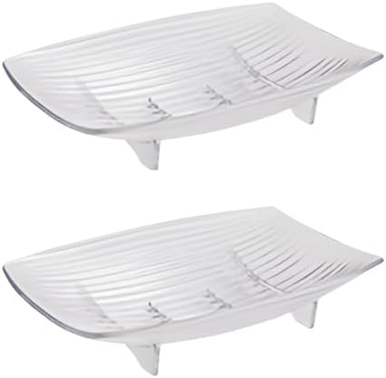 WYXWZTransparent 2-Piece Boat-Shaped Self-Draining Soap Dish for Bathroom