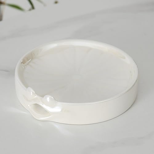 Lotus Leaf Frog Shaped Ceramic Self-Draining Soap Dish White