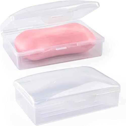 50 Pcs Bulk Plastic Soap Boxes with Lid Portable Travel Set