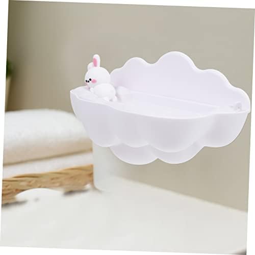 Homoyoyo Cartoon Cloud Wall-Mounted Soap Dish Punch Holder Self-Draining Design