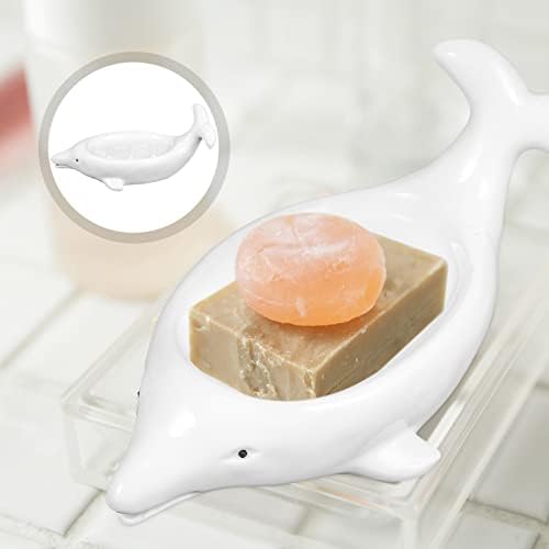 Cabilock Dolphin Ceramic Soap Dish for Bathroom