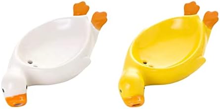 2 Pcs Cute Duck Ceramic Soap Dish Bathroom Holder