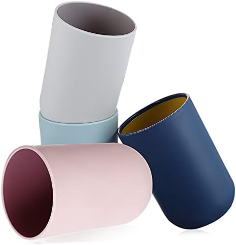 Luxshiny 4pcs Stackable Toothbrush Tumblers with Simple Design