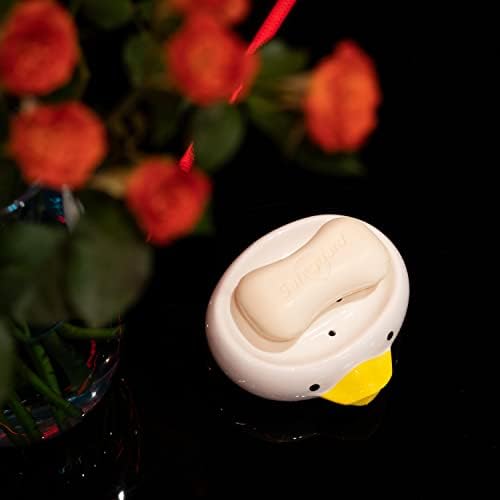 Cute Duck Shaped Ceramic Soap Holder with Drain