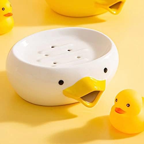 Cute Duck Shaped Ceramic Soap Holder with Drain