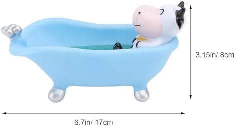 Mini Plastic Bathtub Soap Holder with Funny Animal Design in Blue