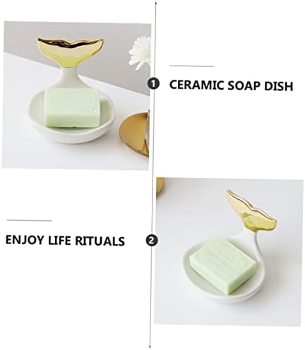 Prettyzoom 1pc Ceramic Soap Holder with Drainage Design for Quick Drying