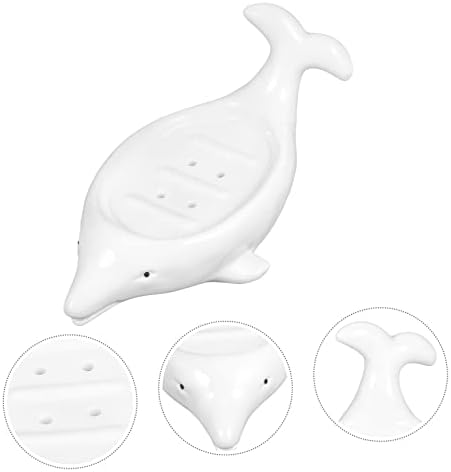 Dolphin Ceramic Soap Dish with Drainage Design Cute Animal Shape
