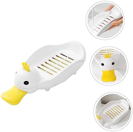 Cute Plastic Soap Dish Self-Draining Animal Design Space-Saving