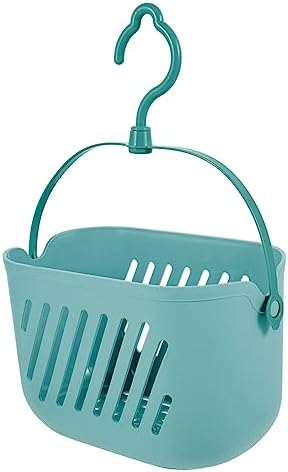 FonDotin Hanging Shower Basket Organizer with Blue Hook for Bathroom Storage