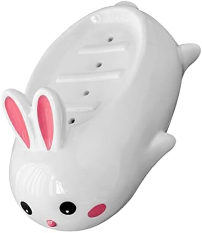 Adorable Ceramic Rabbit Soap Dish Draining System