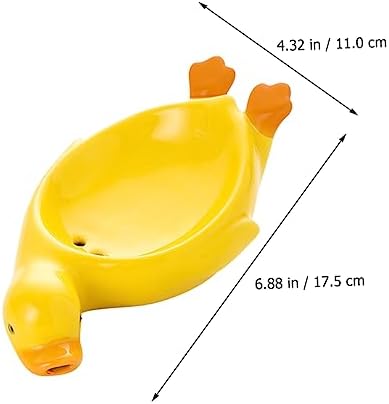 Healifty Ceramic Soap Holder Yellow Duck-Shape Self-Draining in the Bath