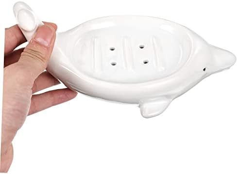 Cute Dolphin Ceramic Soap Dish for Bathroom Kitchen