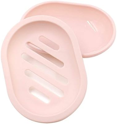 2-Pack Soap Dish with Drain Soap Saver Easy Dry Pink