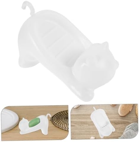 Cute Cat Soap Dish Self Draining Bathroom Holder