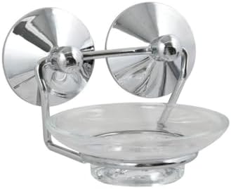 Modern Soap Dish with Suction Cups Chrome and Silver