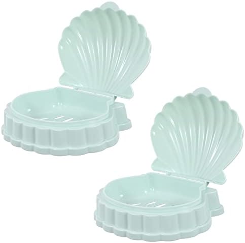 2-Piece Shell Soap Dish Holder for Bathroom Travel Use