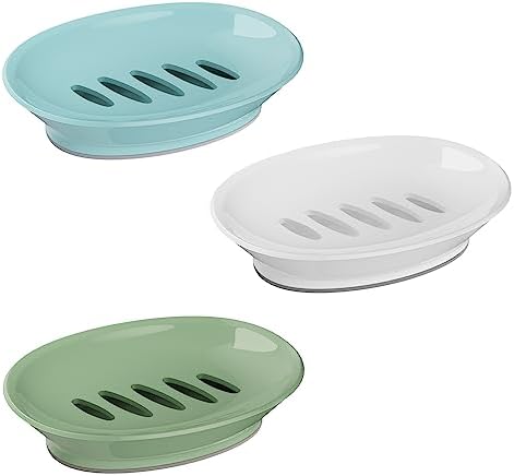 Eco-Friendly 3-Pack Soap Dish Holder with Drain Durable Easy to Clean