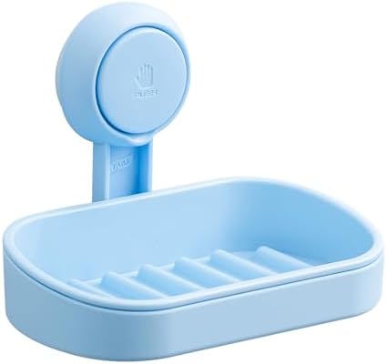 TAILI Soap Dish Bar Holder Suction Cup Blue