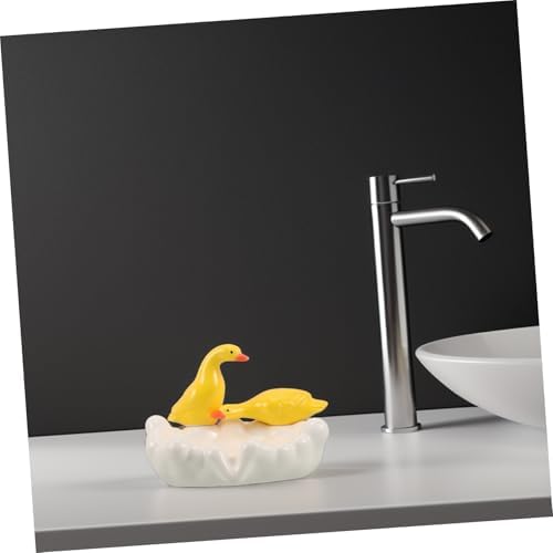 FELTECHELECTRCute Duck Ceramic Soap Dish for RV Shower Holder with Drainage System