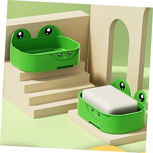Cute Frog Wall-Mounted Soap Dish PPS Material Easy to Install