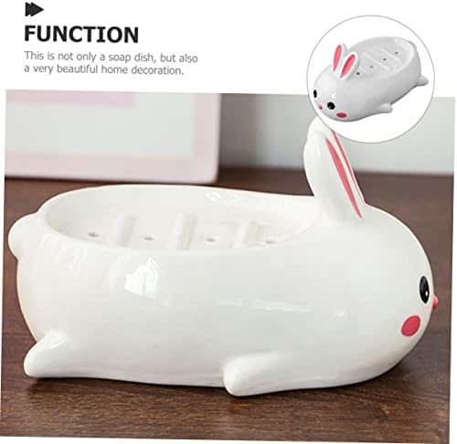 Ceramic Rabbit Soap Dish - Adorable Self-Draining Bathroom Decor